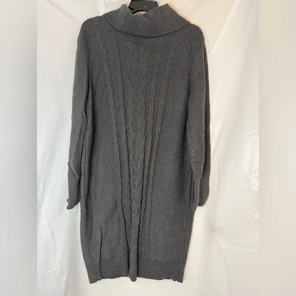Banana Republic Dark Gray Knit Sweater Dress Sz Lg - Picture 1 of 5